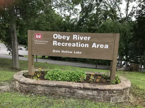 OBEY RIVER PARK ENTRY SIGN