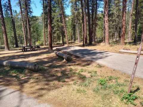 A paved driveway for a double campsite.
