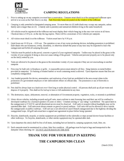 Camping Regulations