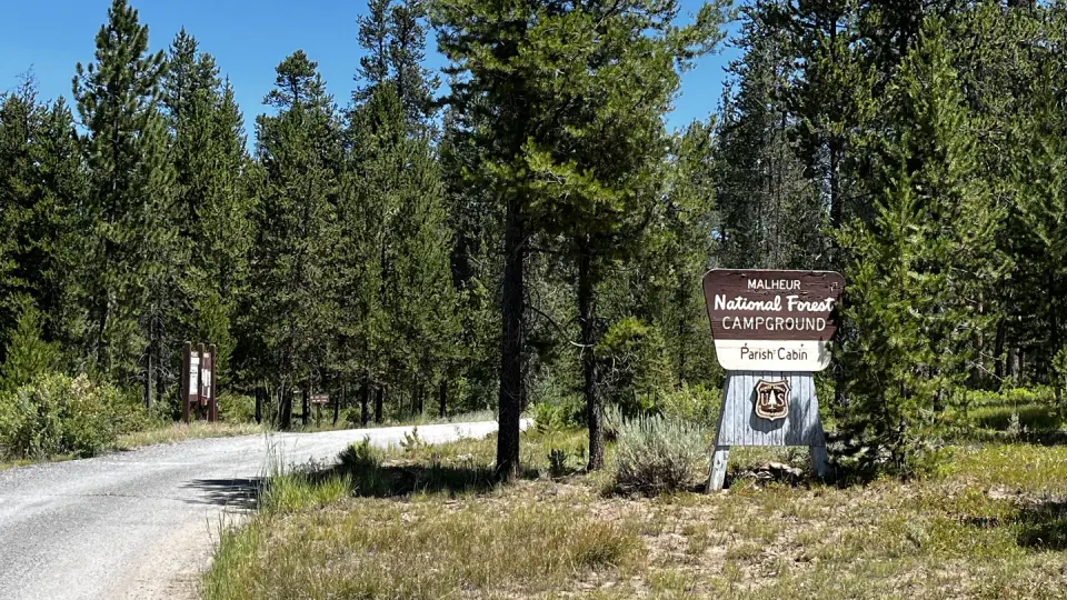 Parish Cabin entrance sign