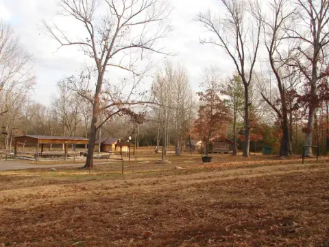 Picnic shelter, Log Cabin, Outhouse,