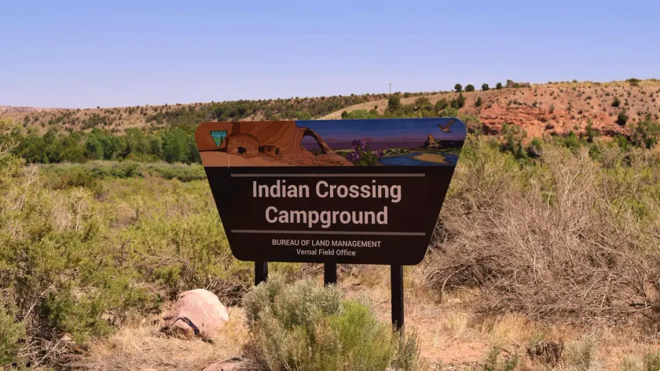 Indian Crossing Campground entrance sign