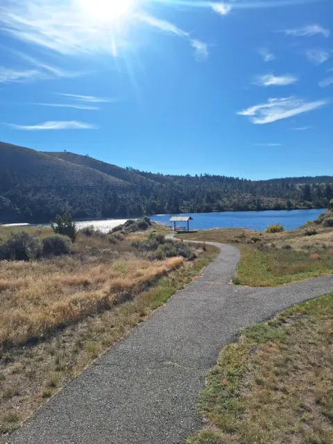 Walking path along waterfront, extends ~2 miles to Clarks Bay