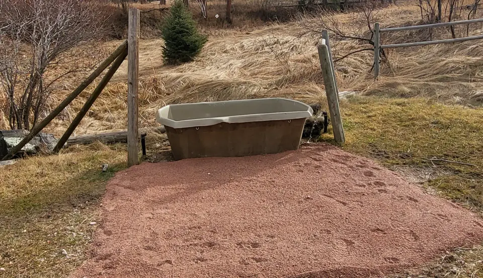 Two horse trough are located at this facility