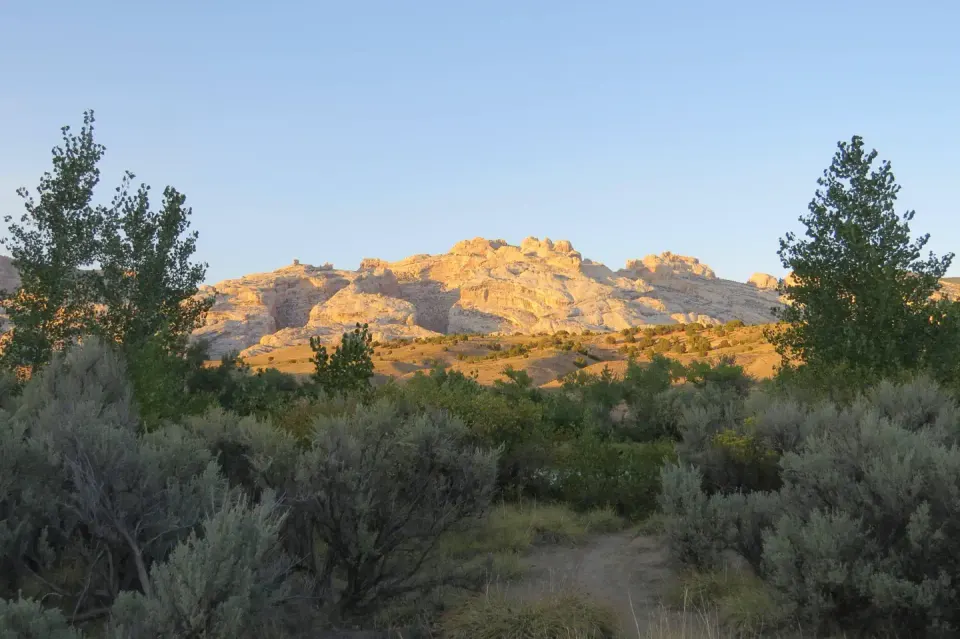 Split Mountain at sunset as seen from the campground
