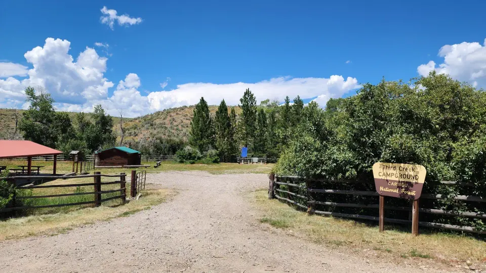 Wide view of the entire campground on a mostly clear, sunny day