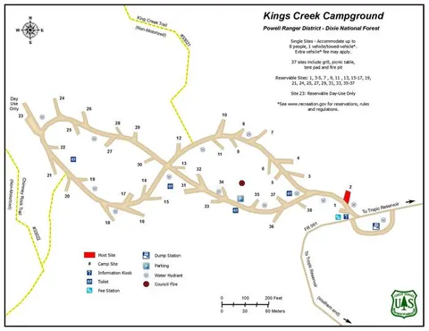 Map of Kings Creek Main Campground