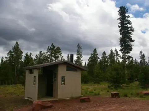One of the restrooms located on the Browne Lake Campground.