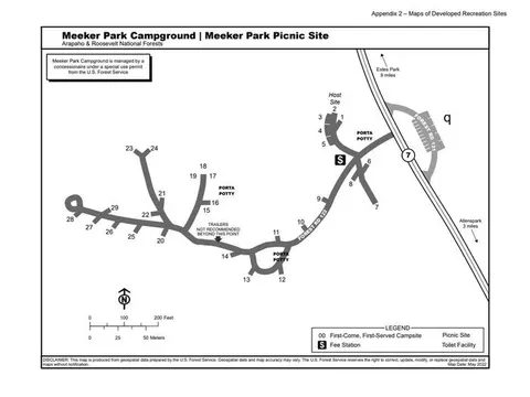 USFS map for Meeker Park Overflow Campground