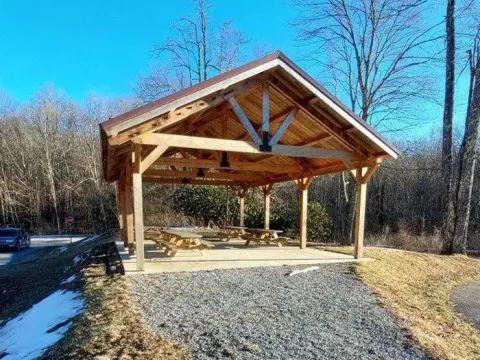 front view of Summit Lake Group Picnic Shelter