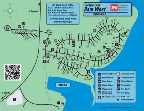 Dam West Campground Map