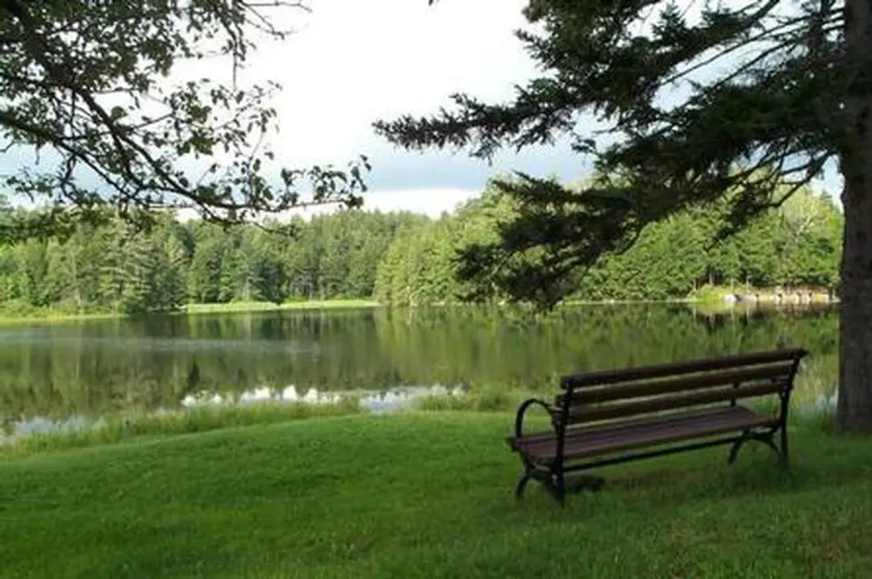 Hapgood Pond with picnic table in foreground