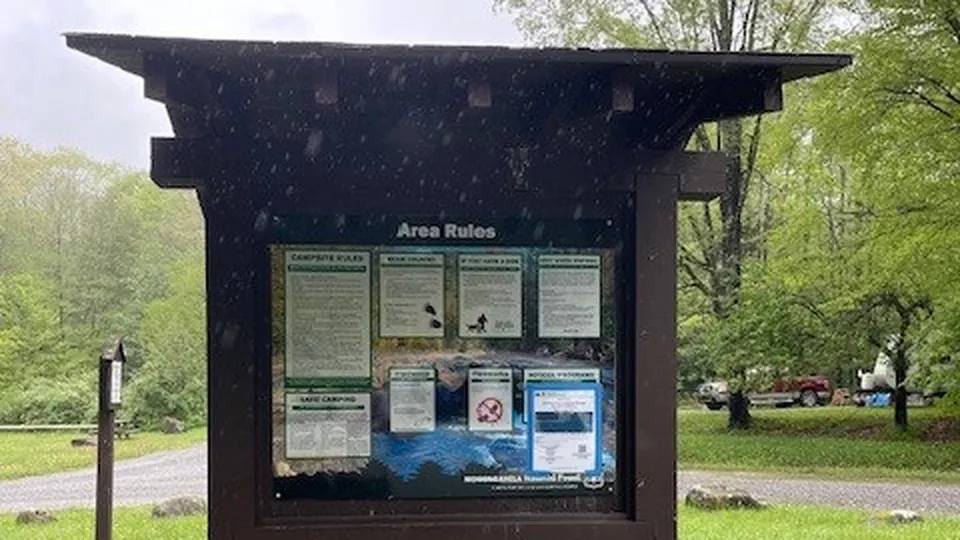 Tea Creek Campground Info board