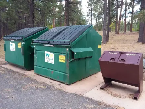 trash bins at campground